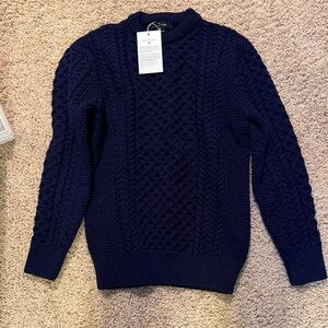 The Irish Store Navy Blue Merino wool Cable Sweater